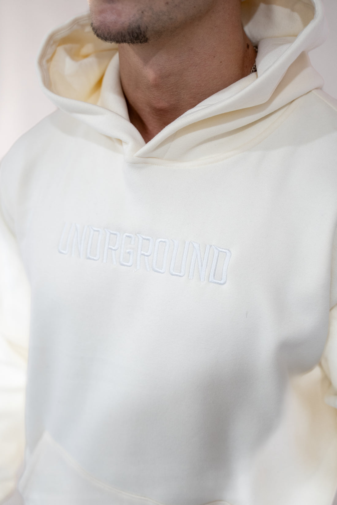 Cream/Off White Hoodie " Moving In Silence " Collection