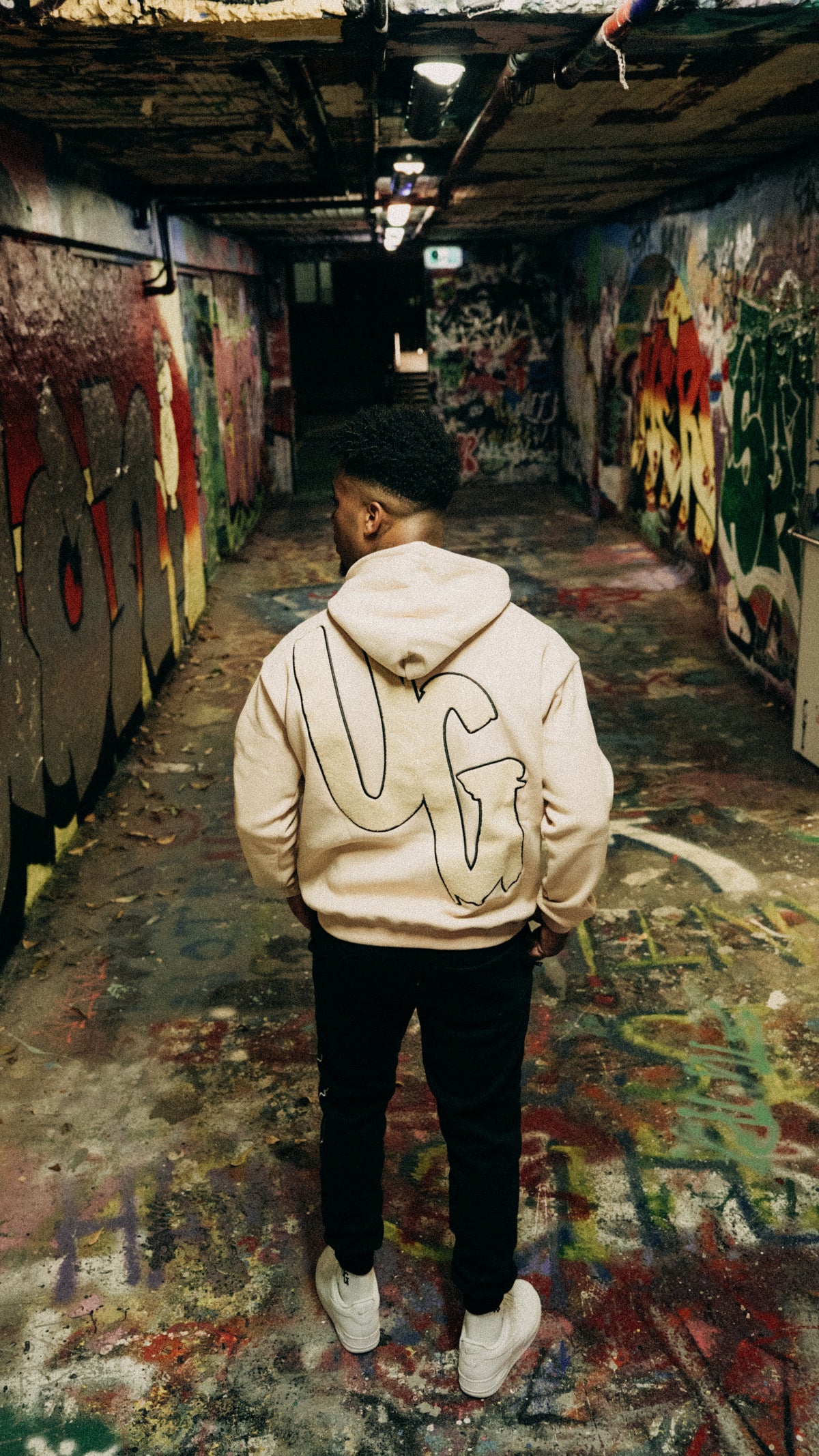 Tan/Black Hoddie " Moving In Silence " Collection