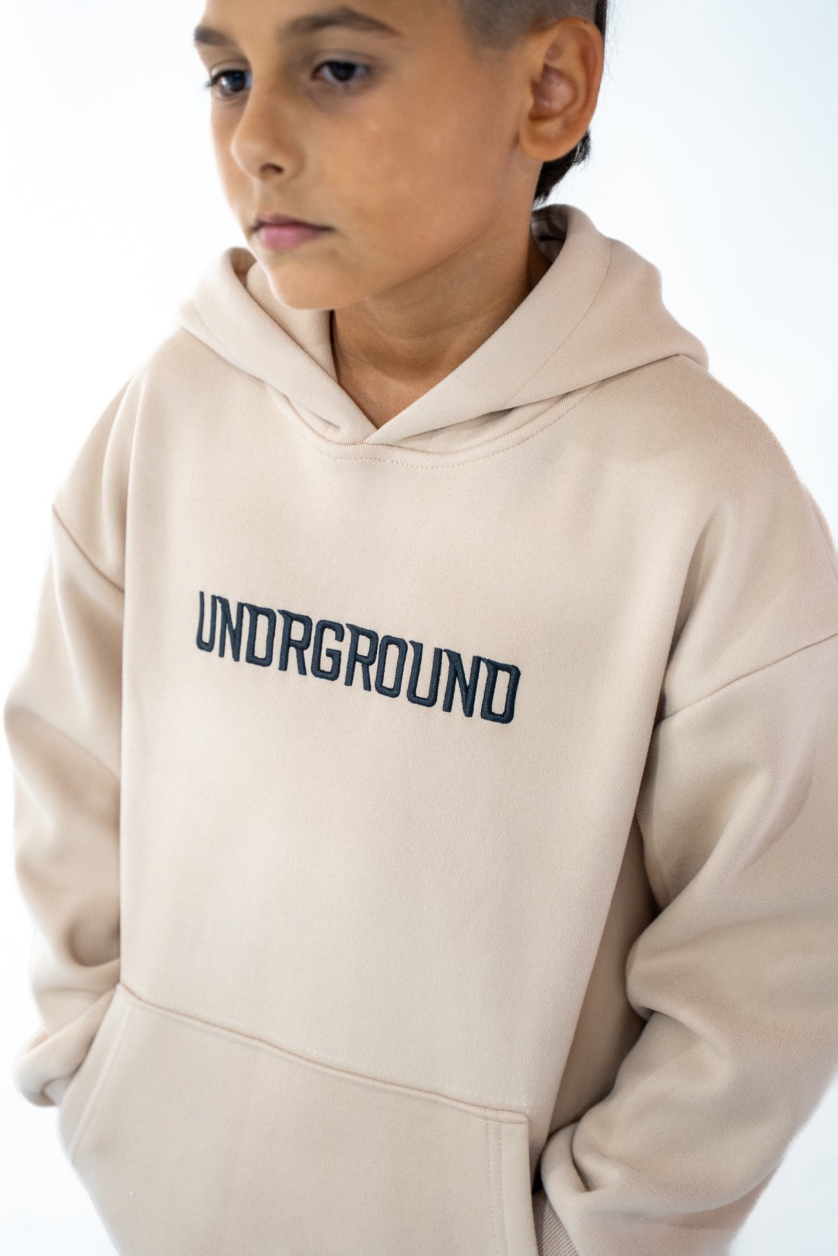 Kids Tan/Black " Moving In Silence " hoodie