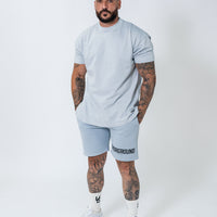 Powder Blue Double Print Cotton Shorts