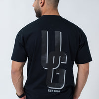 Black Double Print Box Fit Tee