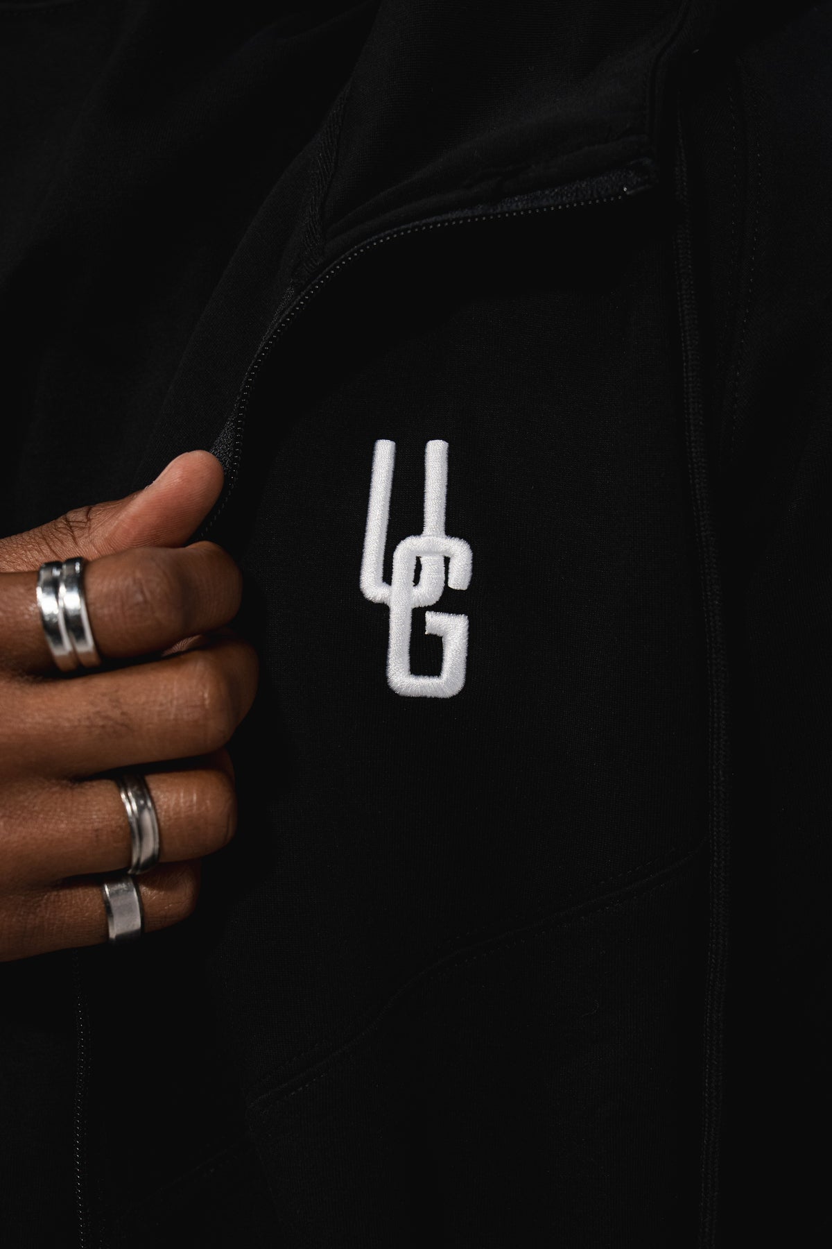 3D Embroidered Zip Up Hoodie