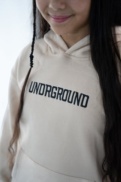 Kids Tan/Black " Moving In Silence " hoodie