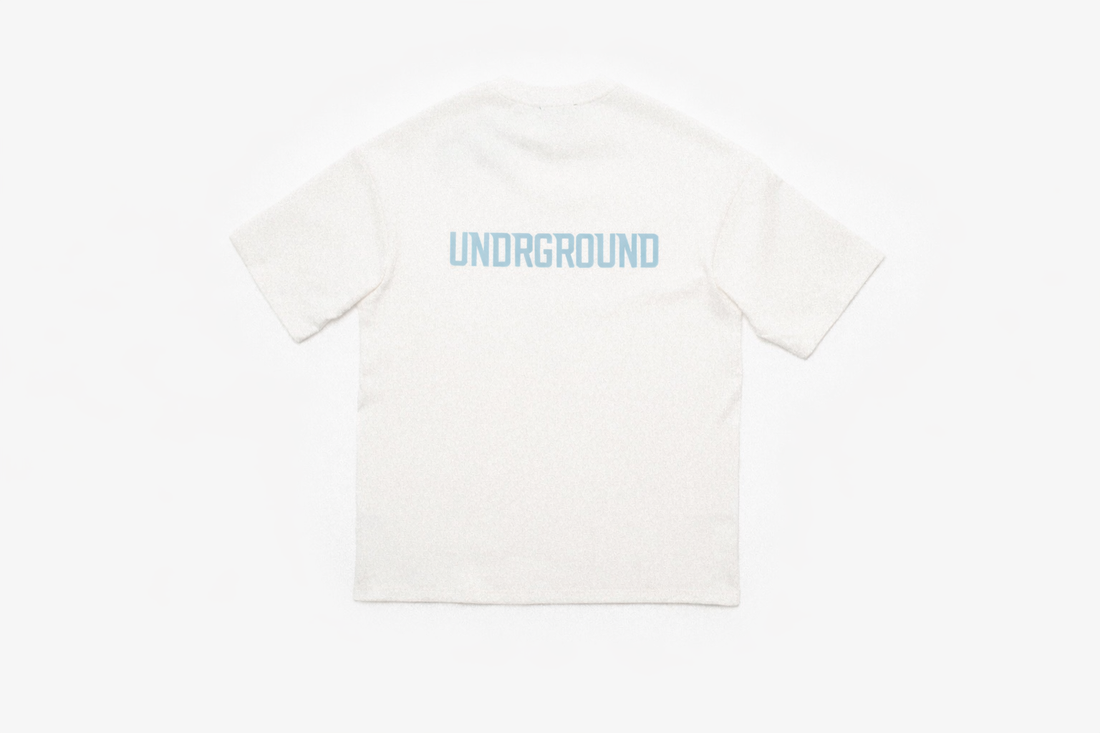 THE ORIGIN TEE- WHITE/CLOUD NINE BLUE