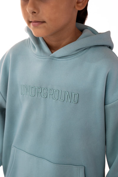 Kids Steel Blue "Moving In Silence " Hoodie