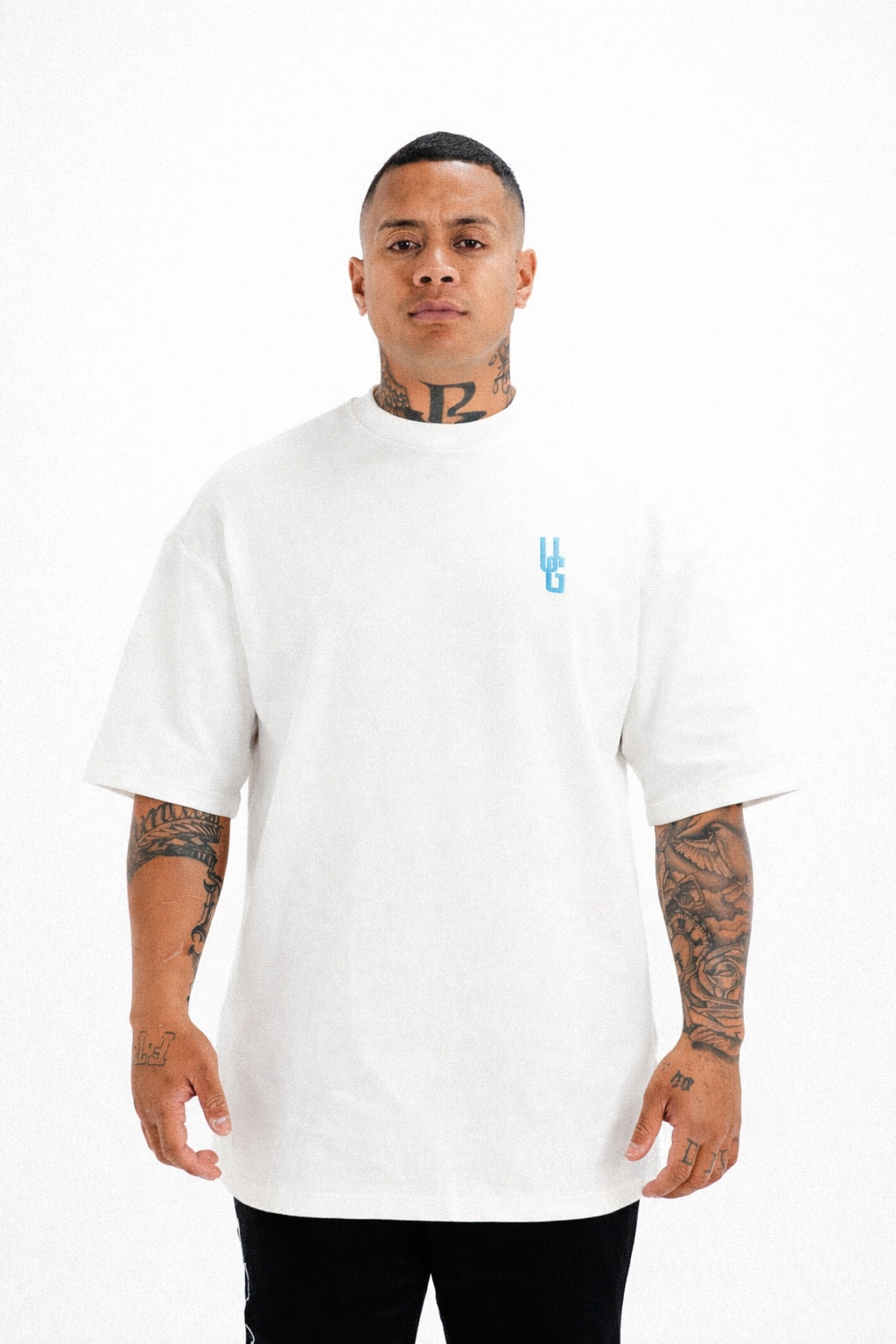 THE ORIGIN TEE- WHITE/CLOUD NINE BLUE