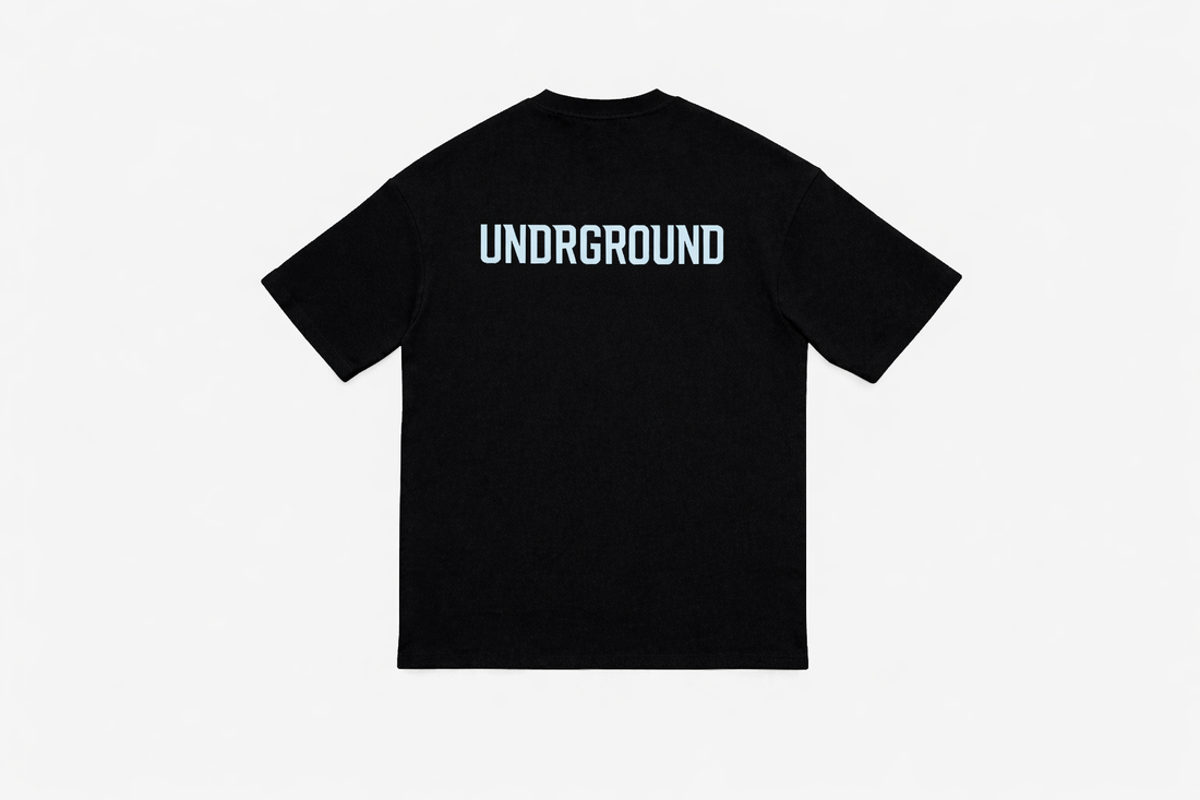 ORIGIN TEE BLACK/CLOUD NINE BLUE