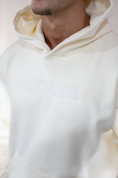Cream/Off White Hoodie " Moving In Silence " Collection