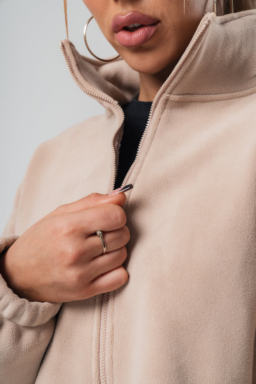 Taupe Premium Sherpa Zip Up