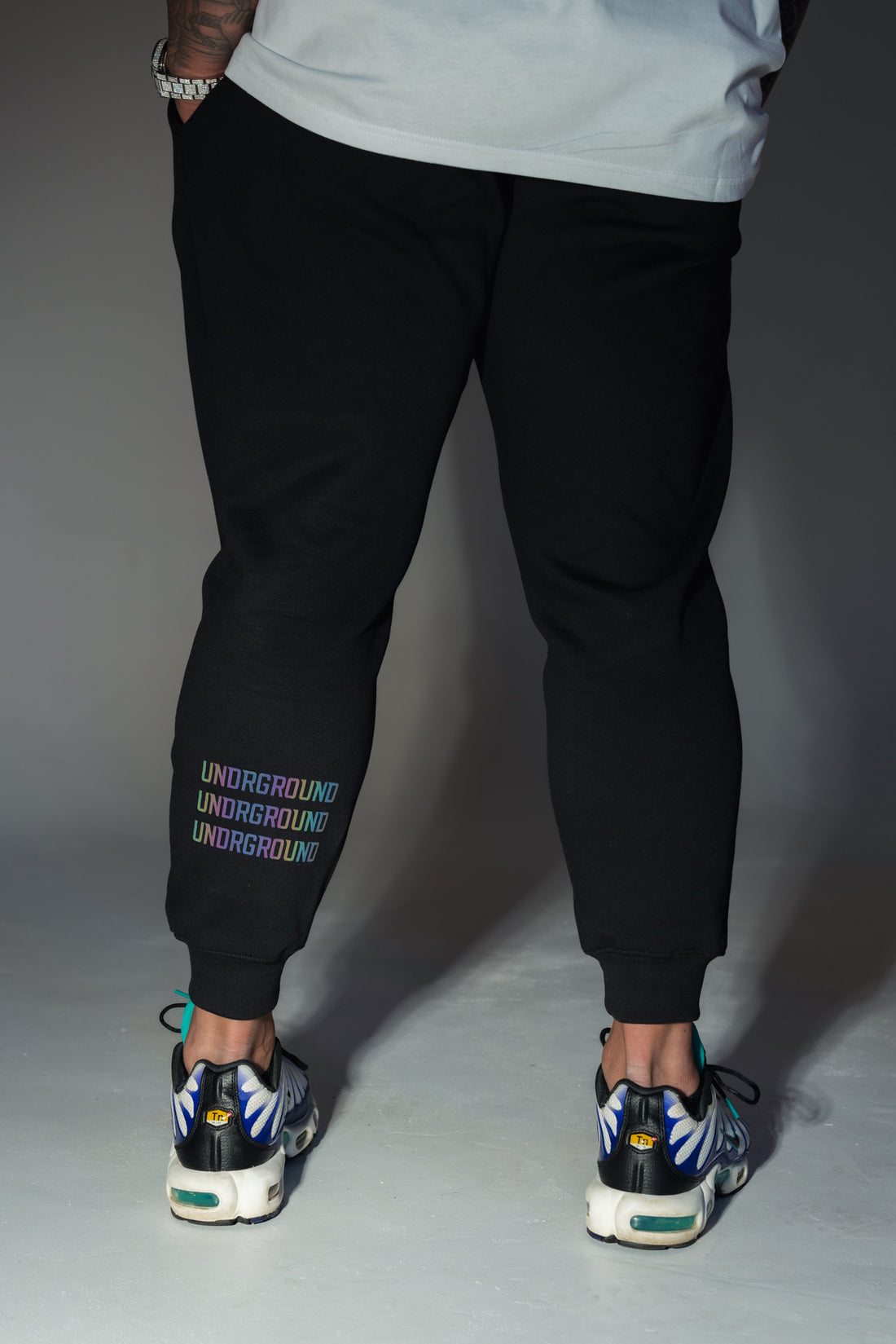 Reflective Black Tapered Joggers