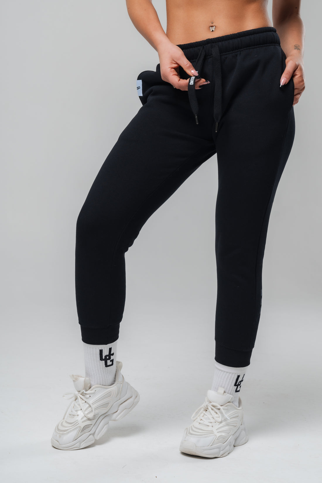 Reflective Black Tapered Joggers