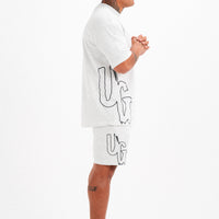 OMERTA - WHITE MARL SHORTS