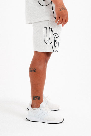 OMERTA - WHITE MARL SHORTS