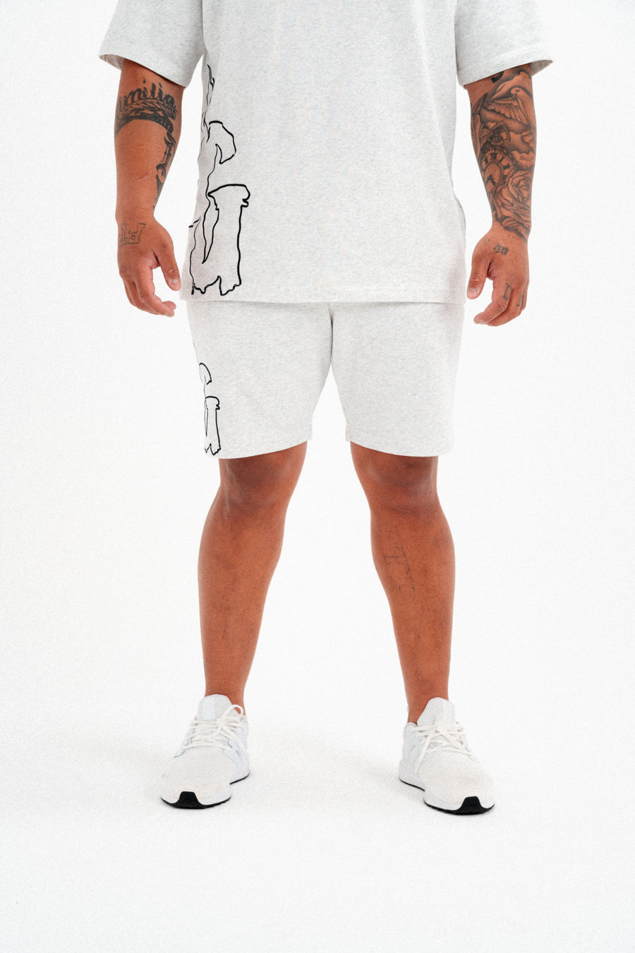 OMERTA - WHITE MARL SHORTS