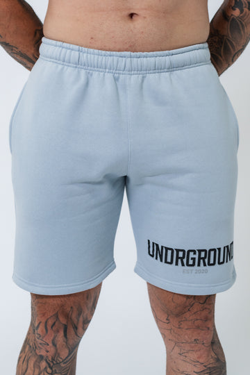 Powder Blue Double Print Cotton Shorts