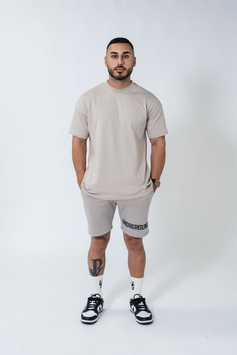 Taupe Double Print Box Fit Tee