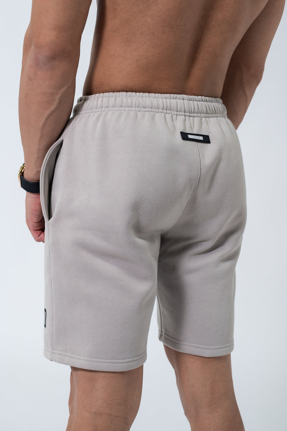 Taupe Double Print Cotton Shorts