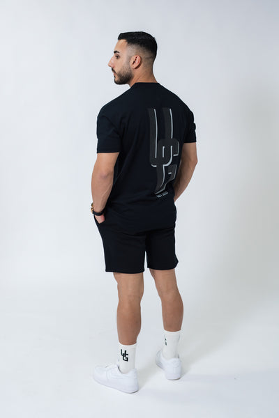 Black Double Print Box Fit Tee