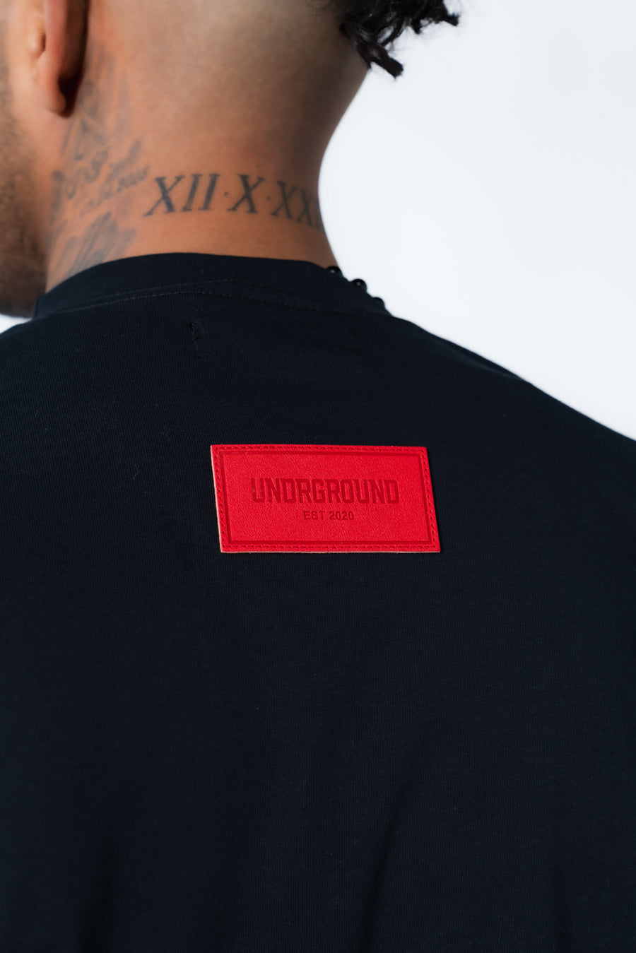 Black/Red Leather Patch Tee