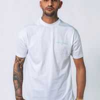 White/Blue Leather Patch Tee
