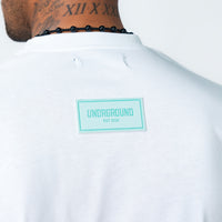 White/Blue Leather Patch Tee