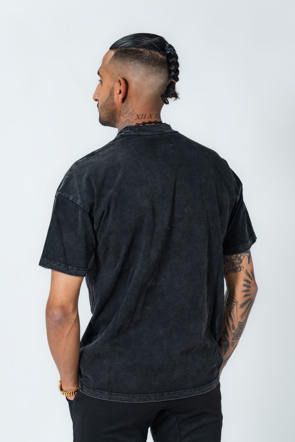 Black Acid Wash Puff Print Tee