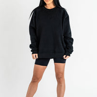 Black Embossed Crew Neck