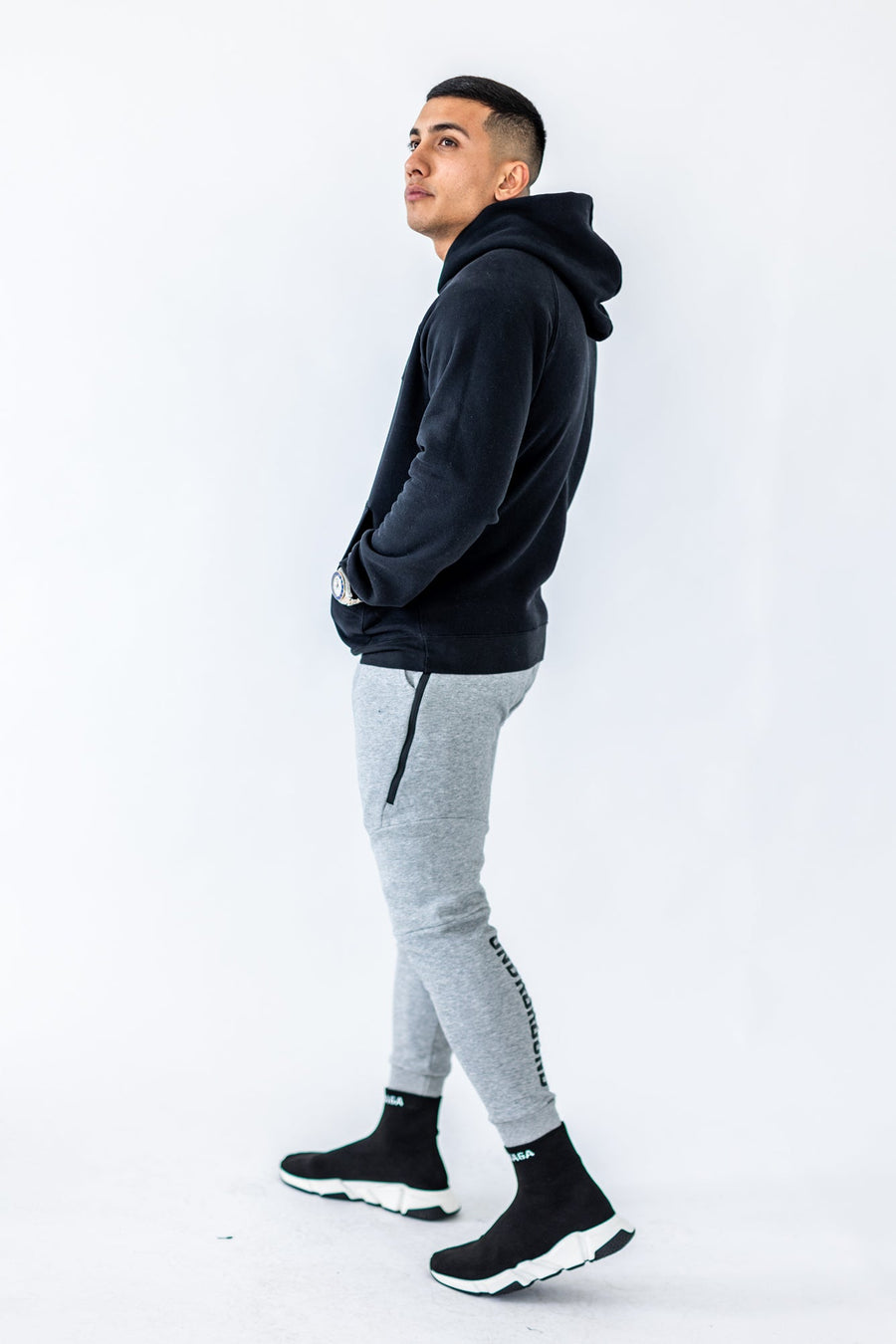 Black Embossed Hoodie