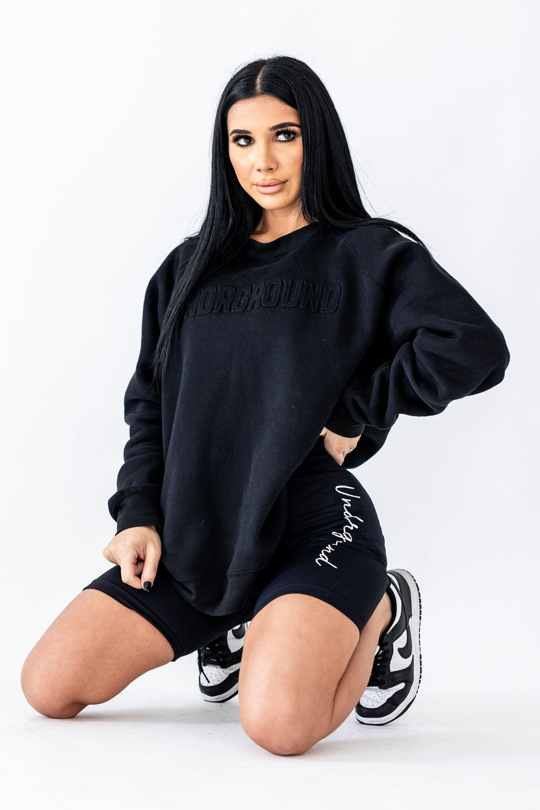 Black Embossed Crew Neck