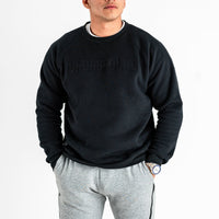 Black Embossed Crew Neck
