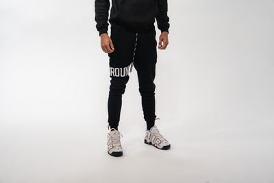 Black 3D Embroidered Trackpants