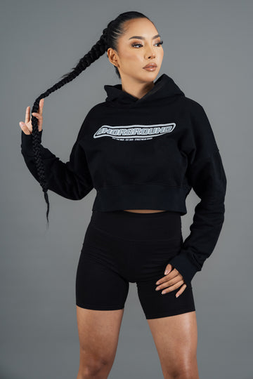 Loose Fit Crop Hoodie Black/Grey