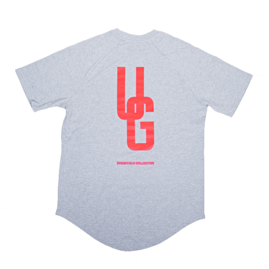 Curved Tee Red Logo x Grey