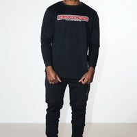 Fitted Long Sleeve Crew Neck Black/Red