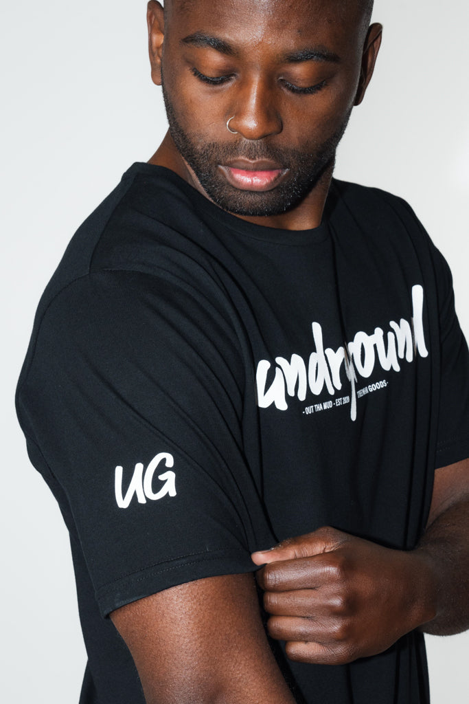 Fitted Black Tee “OUT THA MUD”