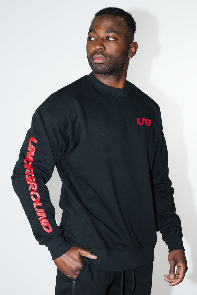 Crew Neck Jumper Black/Red