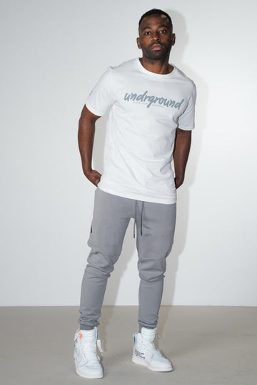 Fitted Tee Grey/White OUT THA MUD