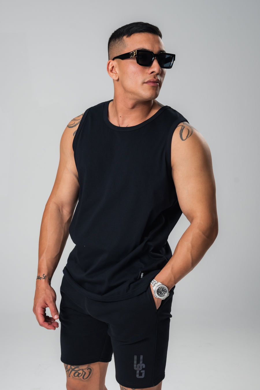 Mens Cotton Singlet Black