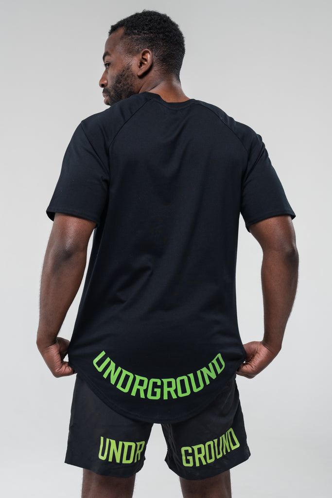 Curved Tee Green Logo x Black